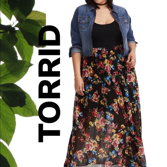 NWT: 🅿️Black Floral Chiffon Maxi Dress 2X-3X - Picture 1 of 6